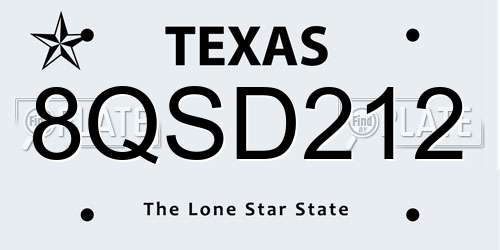 8QSD212 Texas License Plate