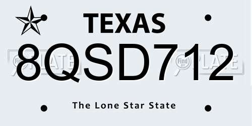 8QSD712 Texas License Plate