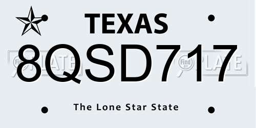 8QSD717 Texas License Plate