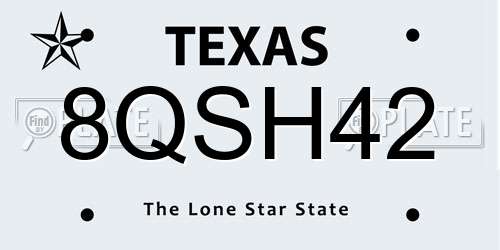 8QSH42 Texas License Plate