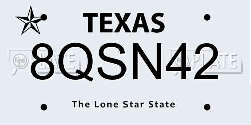 8QSN42 Texas License Plate