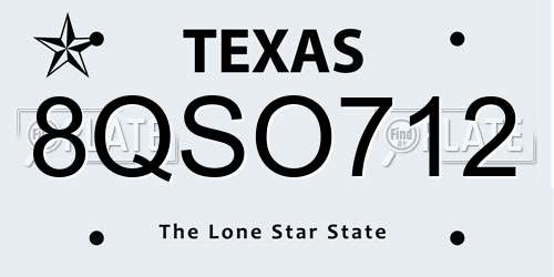 8QSO712 Texas License Plate
