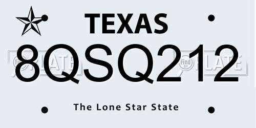 8QSQ212 Texas License Plate