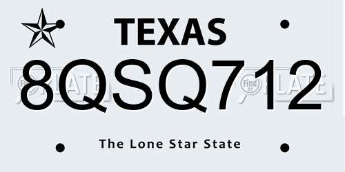 8QSQ712 Texas License Plate