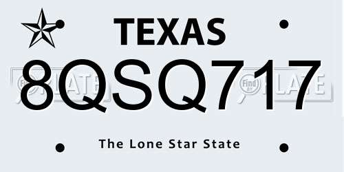 8QSQ717 Texas License Plate
