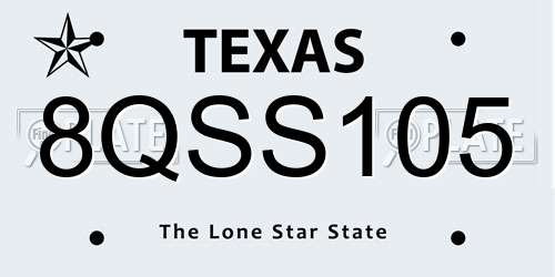 8QSS105 Texas License Plate