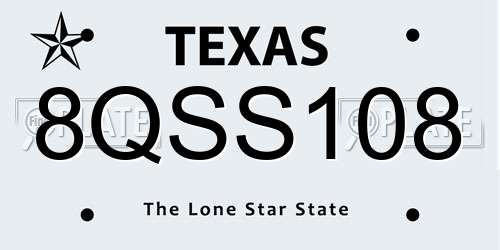 8QSS108 Texas License Plate