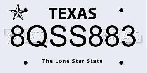 8QSS883 Texas License Plate