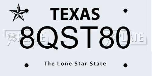 8QST80 Texas License Plate