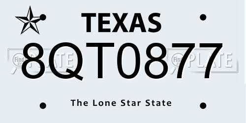 8QT0877 Texas License Plate