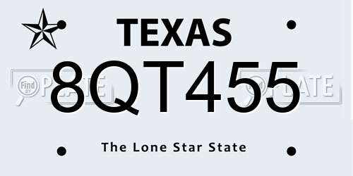 8QT455 Texas License Plate