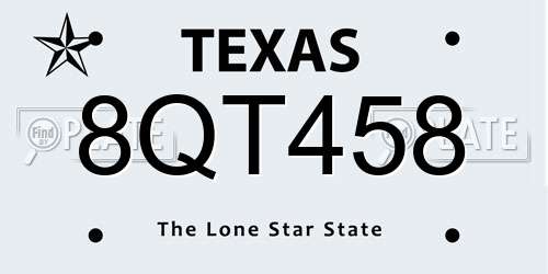 8QT458 Texas License Plate