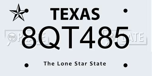 8QT485 Texas License Plate