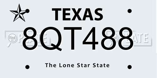 8QT488 Texas License Plate