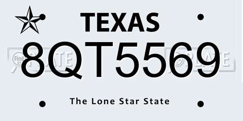 8QT5569 Texas License Plate