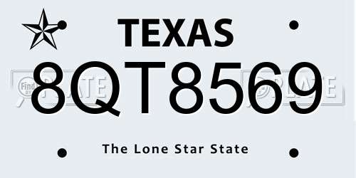 8QT8569 Texas License Plate