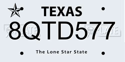 8QTD577 Texas License Plate