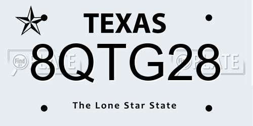 8QTG28 Texas License Plate