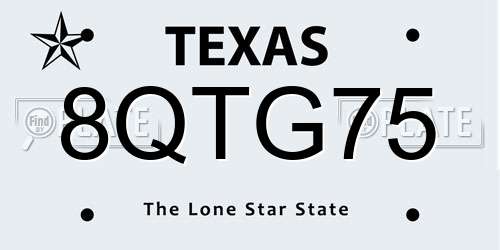 8QTG75 Texas License Plate