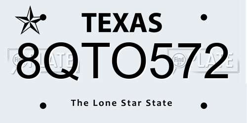 8QTO572 Texas License Plate