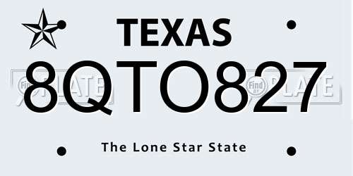 8QTO827 Texas License Plate
