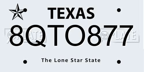 8QTO877 Texas License Plate