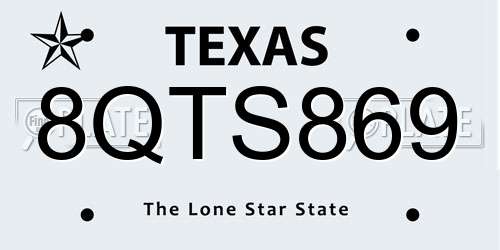 8QTS869 Texas License Plate