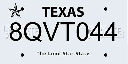 8QVT044 Texas License Plate