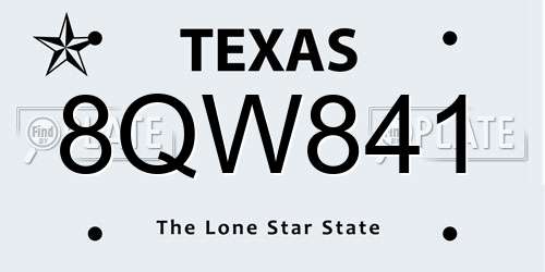 8QW841 Texas License Plate