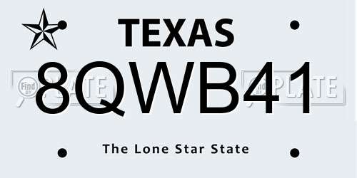 8QWB41 Texas License Plate