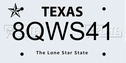 8QWS41 Texas License Plate