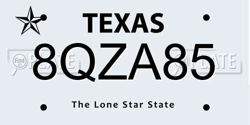 8QZA85 Texas License Plate