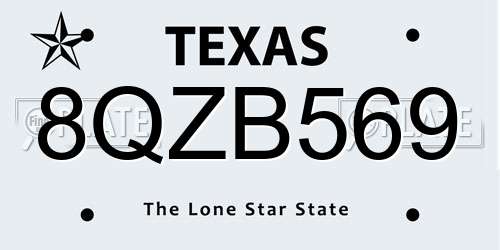 8QZB569 Texas License Plate