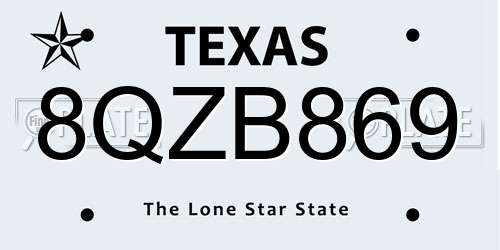 8QZB869 Texas License Plate