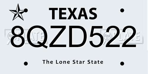 8QZD522 Texas License Plate