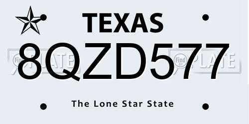 8QZD577 Texas License Plate