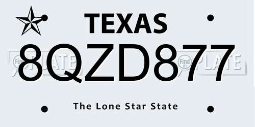 8QZD877 Texas License Plate