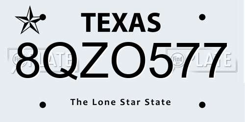 8QZO577 Texas License Plate