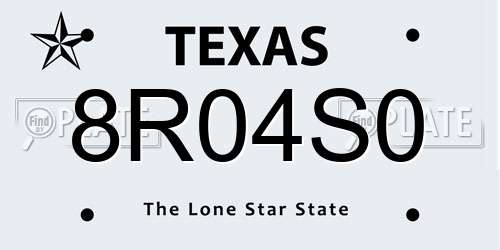 8R04S0 Texas License Plate