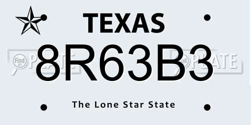 8R63B3 Texas License Plate