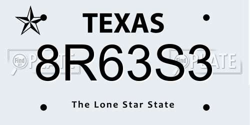 8R63S3 Texas License Plate