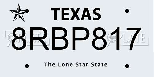 8RBP817 Texas License Plate