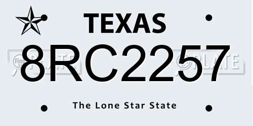 8RC2257 Texas License Plate