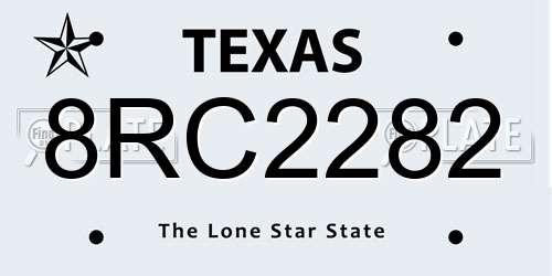 8RC2282 Texas License Plate
