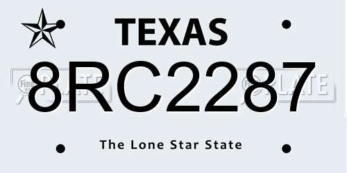 8RC2287 Texas License Plate