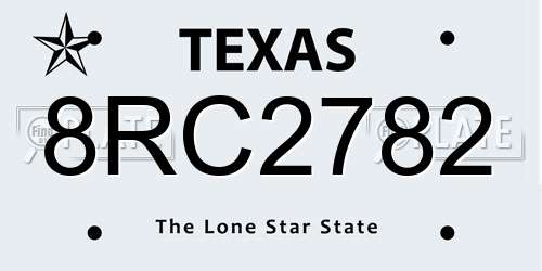 8RC2782 Texas License Plate