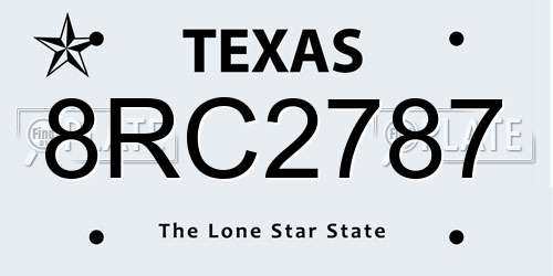 8RC2787 Texas License Plate