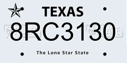 8RC3130 Texas License Plate