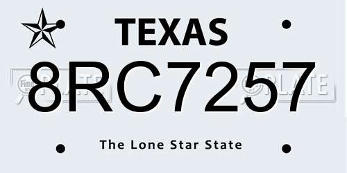 8RC7257 Texas License Plate
