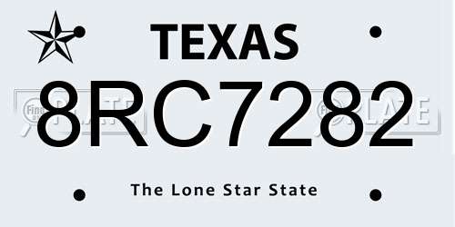 8RC7282 Texas License Plate